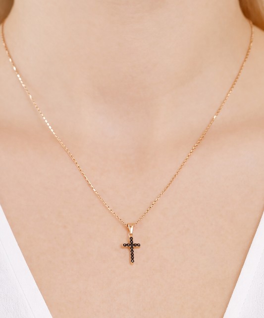 Gold pendant with zircons "cross"