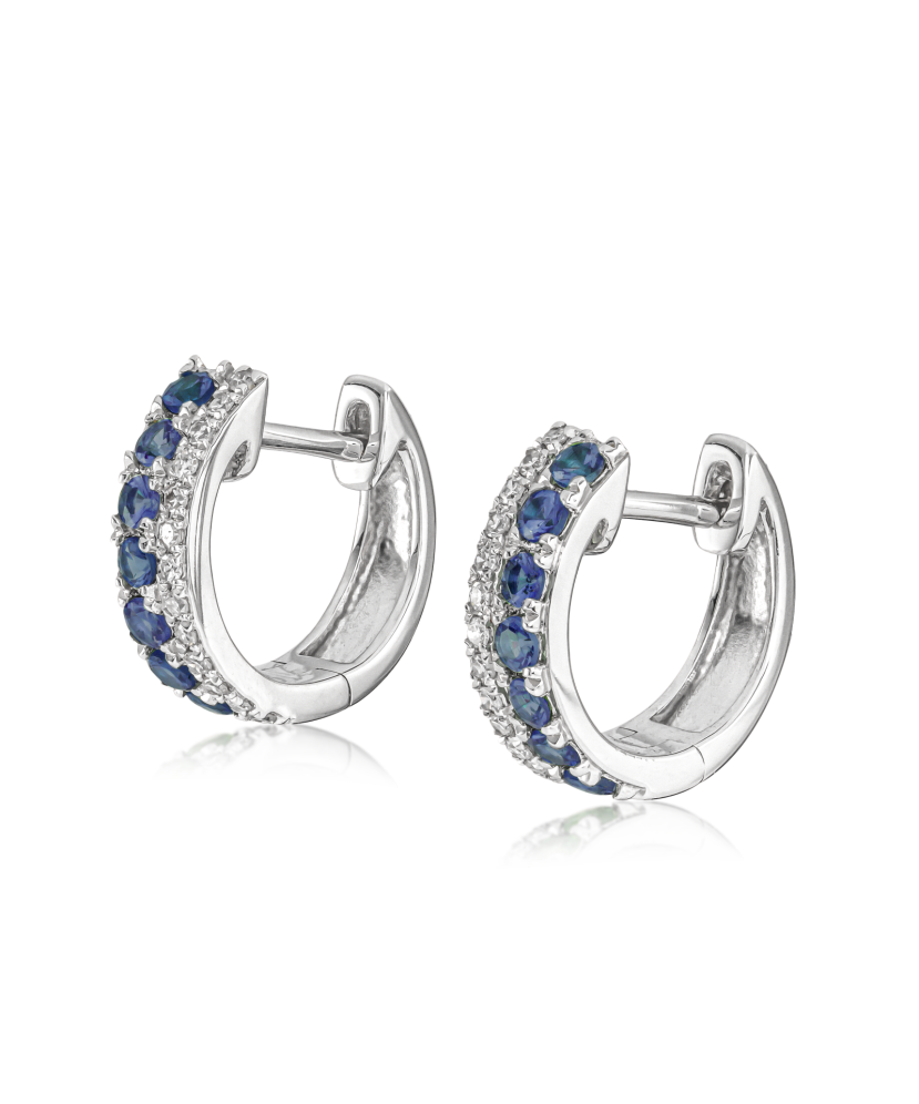 White gold earrings with sapphires and diamonds