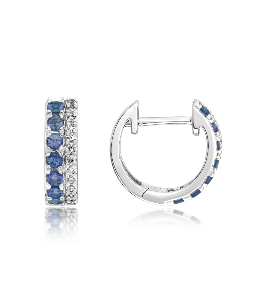 White gold earrings with sapphires and diamonds