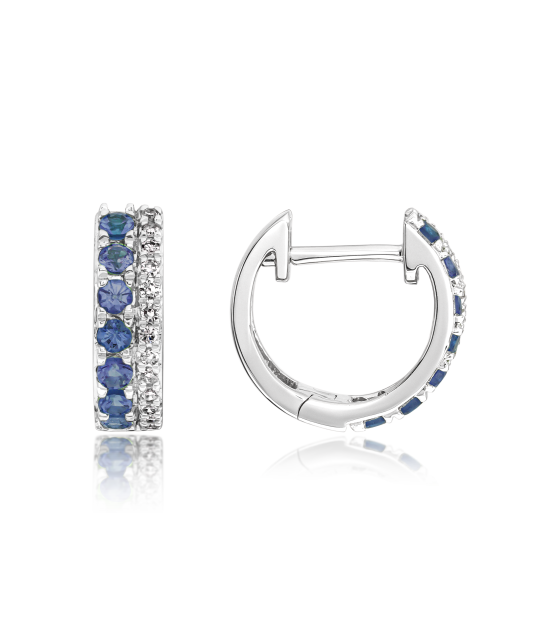 White gold earrings with sapphires and diamonds