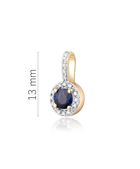 Yellow Gold pendant with diamonds and sapphire
