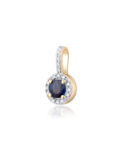 Yellow Gold pendant with diamonds and sapphire