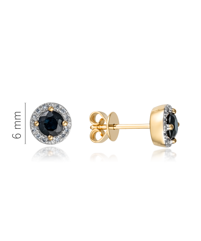 Yellow Gold earrings with diamonds and sapphire