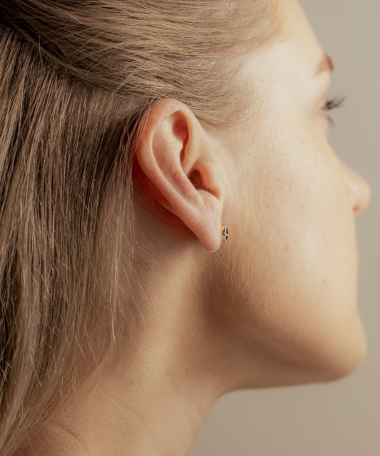 Yellow Gold earrings with diamonds and sapphire