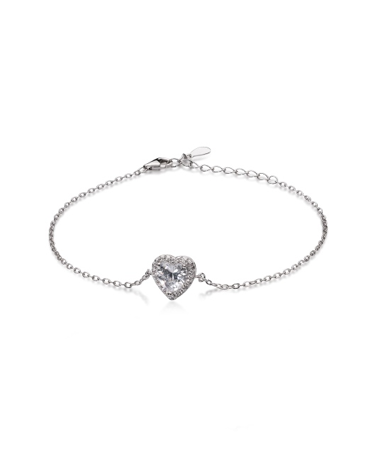 Sterling Silver bracelet with zircons "heart"