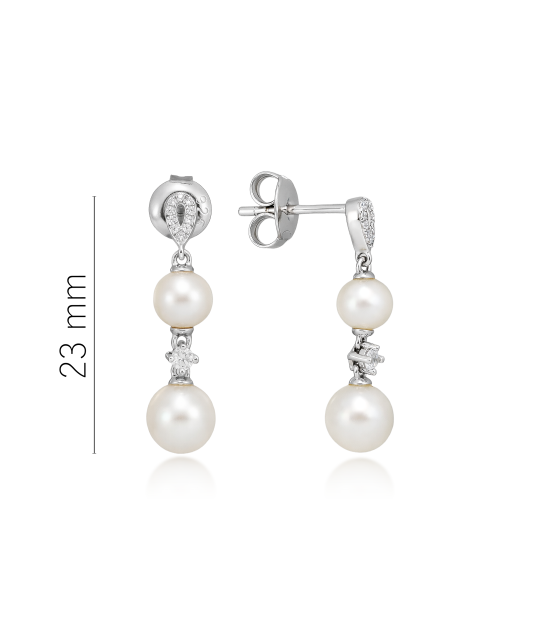 Sterling silver earrings with pearls and zircons