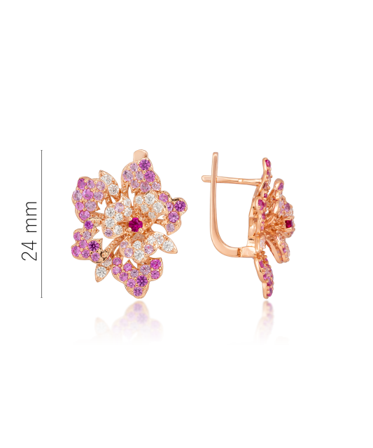 Gilded sterling Silver earrings with nano sapphires and zircons