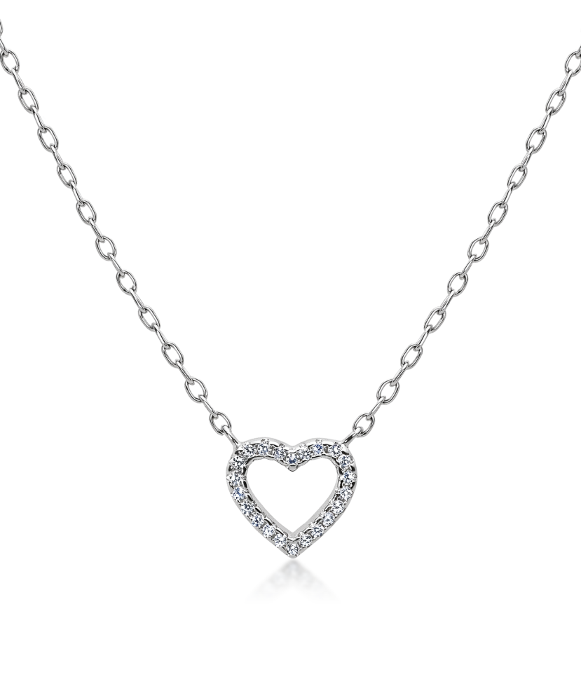 Sterling silver chain with zirconium pendant "heart"