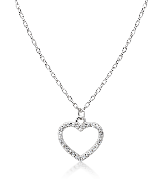 Sterling silver chain with zirconium pendant "heart"