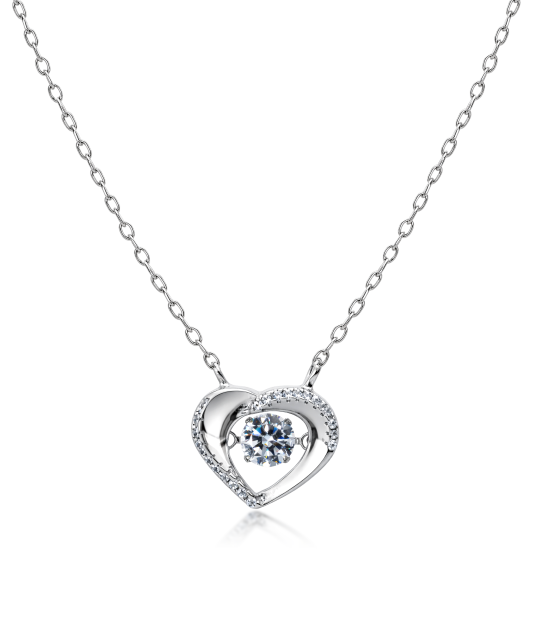 Sterling silver chain with zirconium pendant "heart"