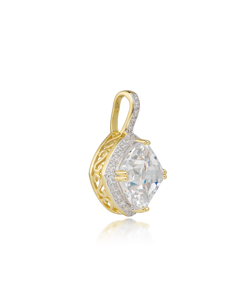 Gilded sterling silver pendant with zircons