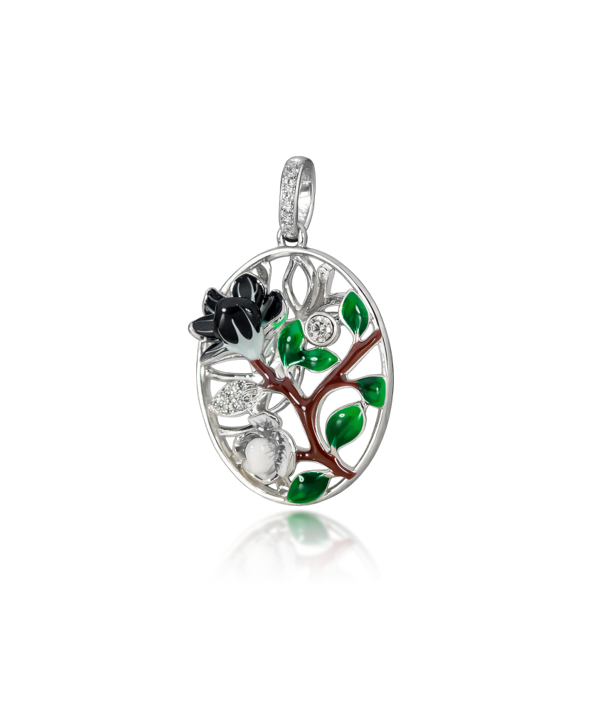 Sterling silver pendant with zircons and enamel
