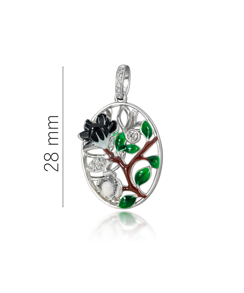 Sterling silver pendant with zircons and enamel