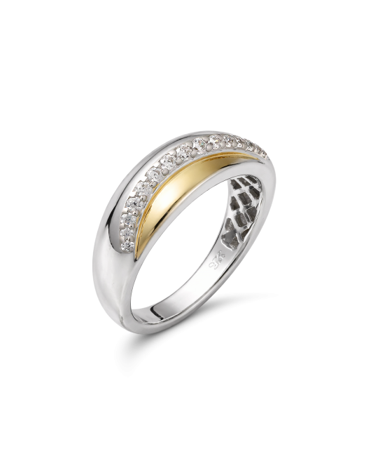 Gilded Sterling silver ring with zircons