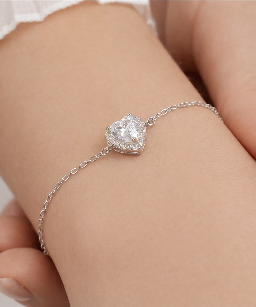 Sterling Silver bracelet with zircons "heart"
