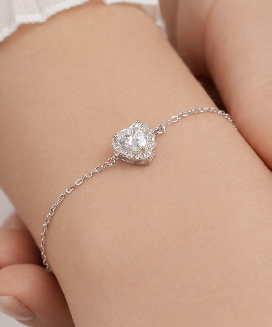Sterling Silver bracelet with zircons "heart"
