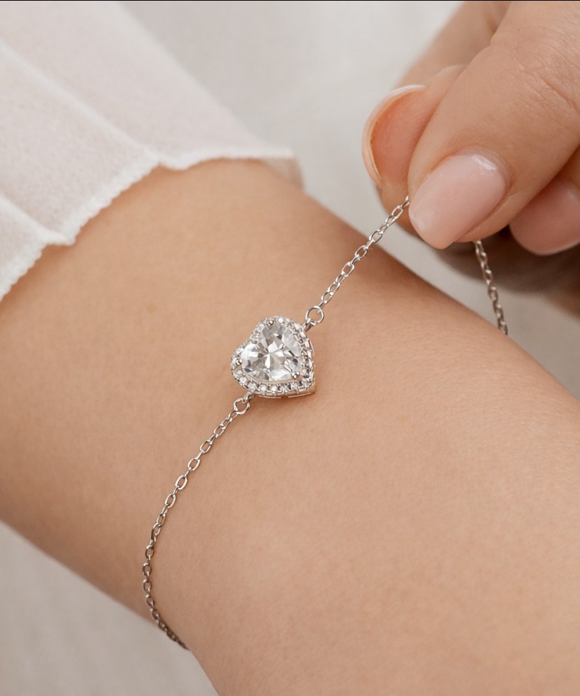 Sterling Silver bracelet with zircons "heart"