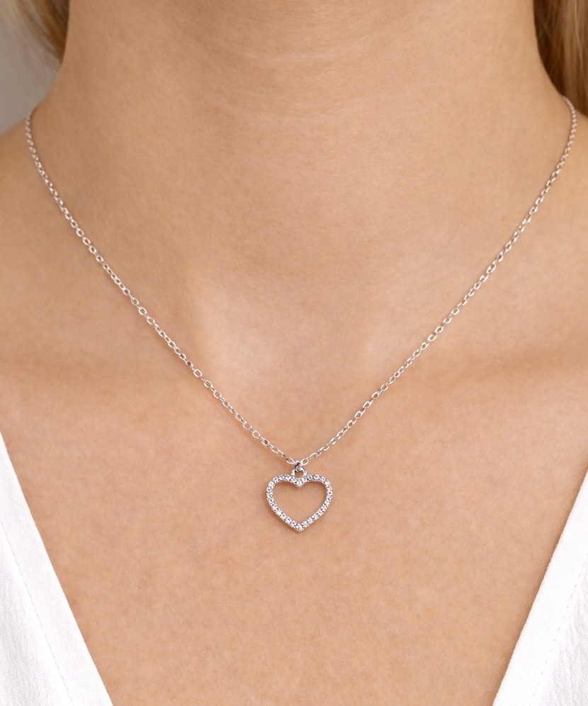 Sterling silver chain with zirconium pendant "heart"