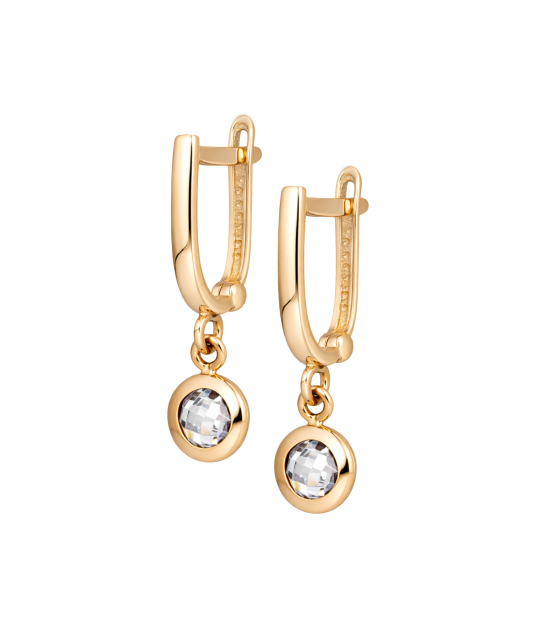 Gold earrings with zircons