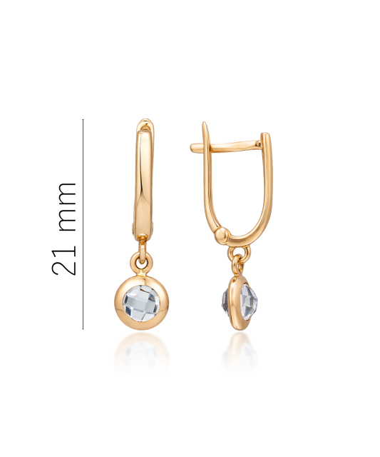 Gold earrings with zircons