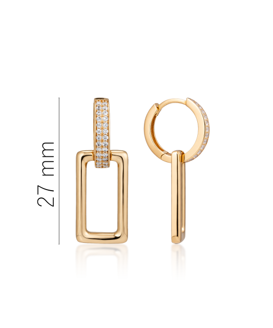 Gold earrings with zircons