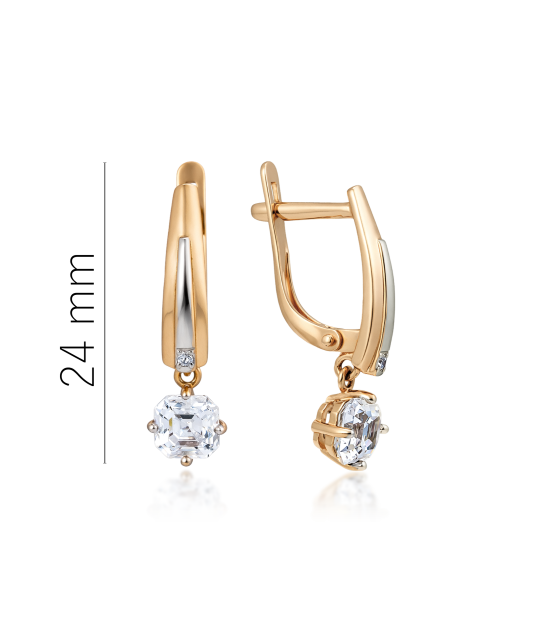 Gold earrings with crystals