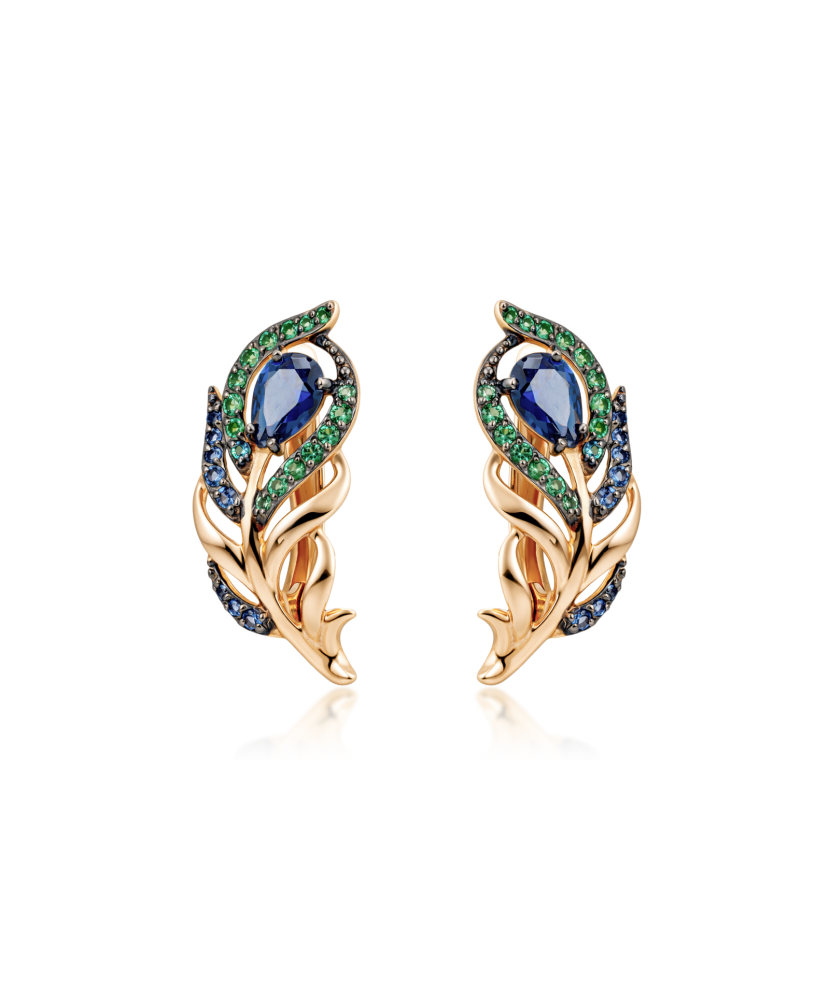 Gold earrings with zircons