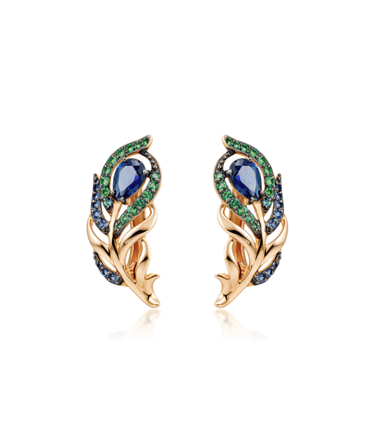 Gold earrings with zircons