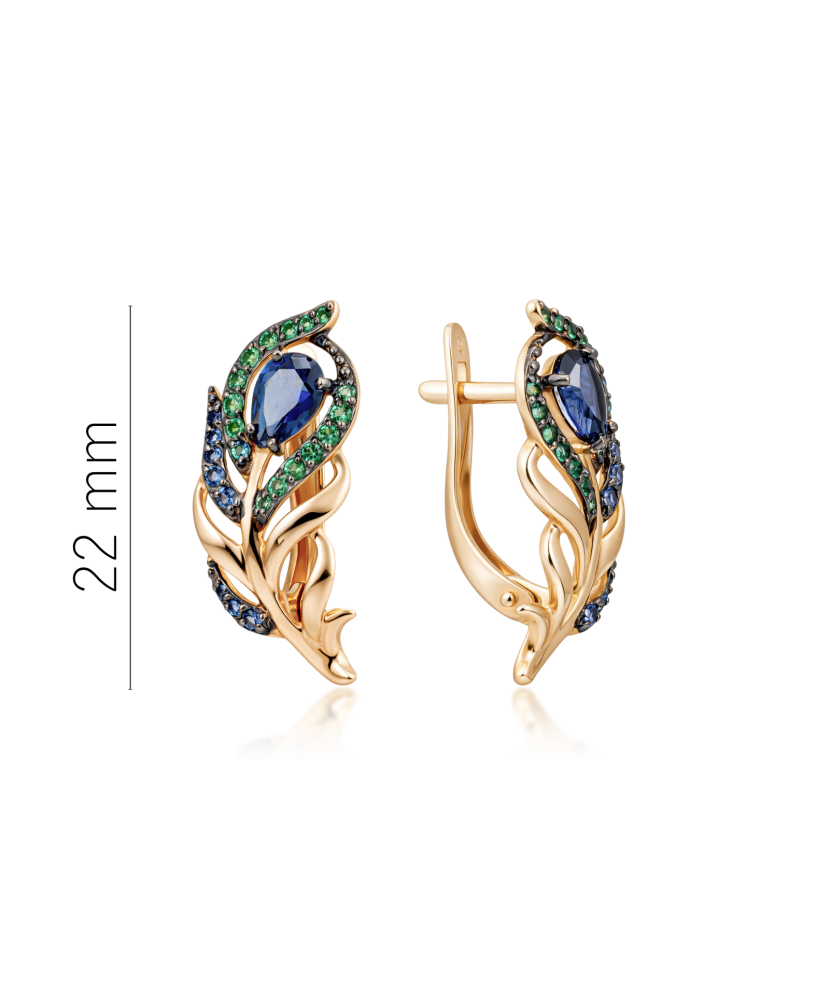 Gold earrings with zircons