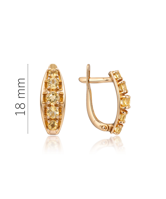 Gold earrings with citrine