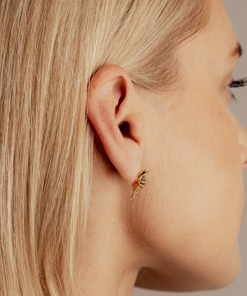 Gilded sterling silver earrings with spinels