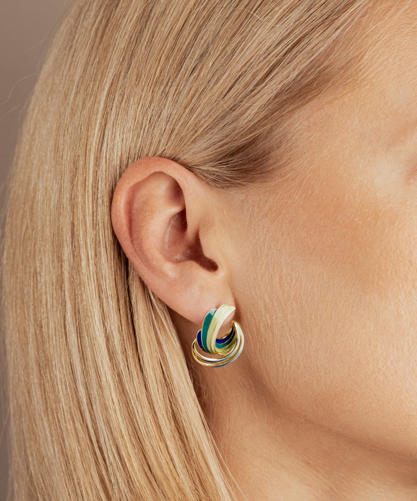 Sterling silver earrings with zircons and enamel