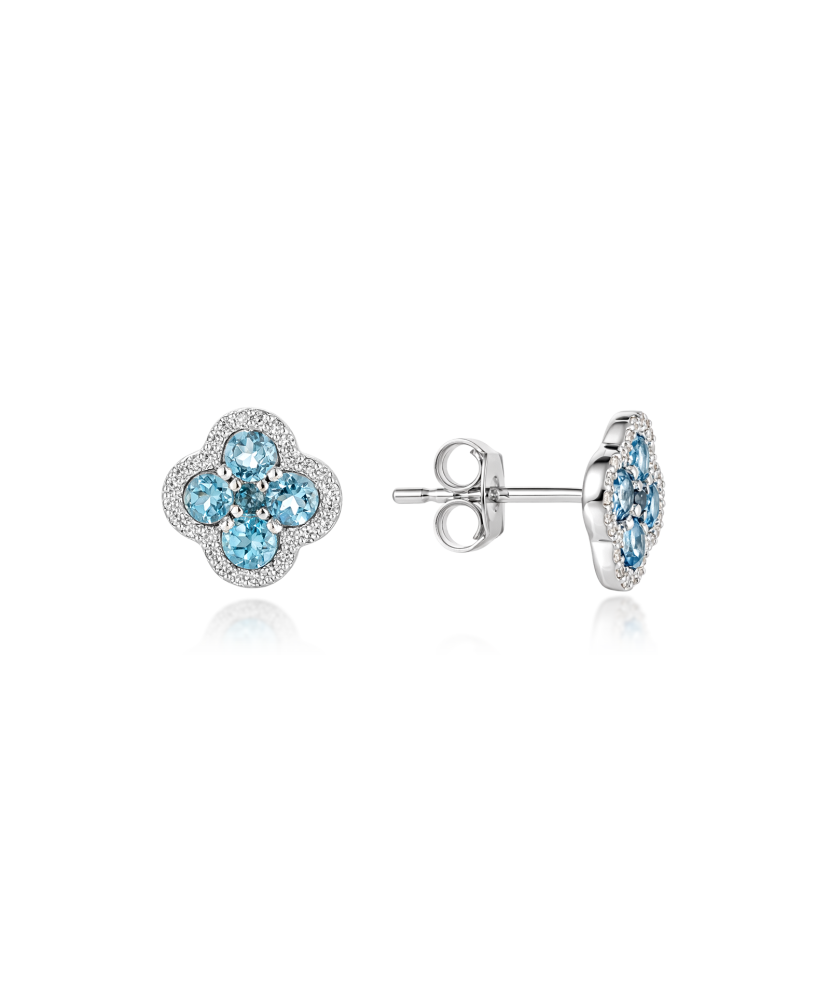 White gold earrings with topazes and diamonds