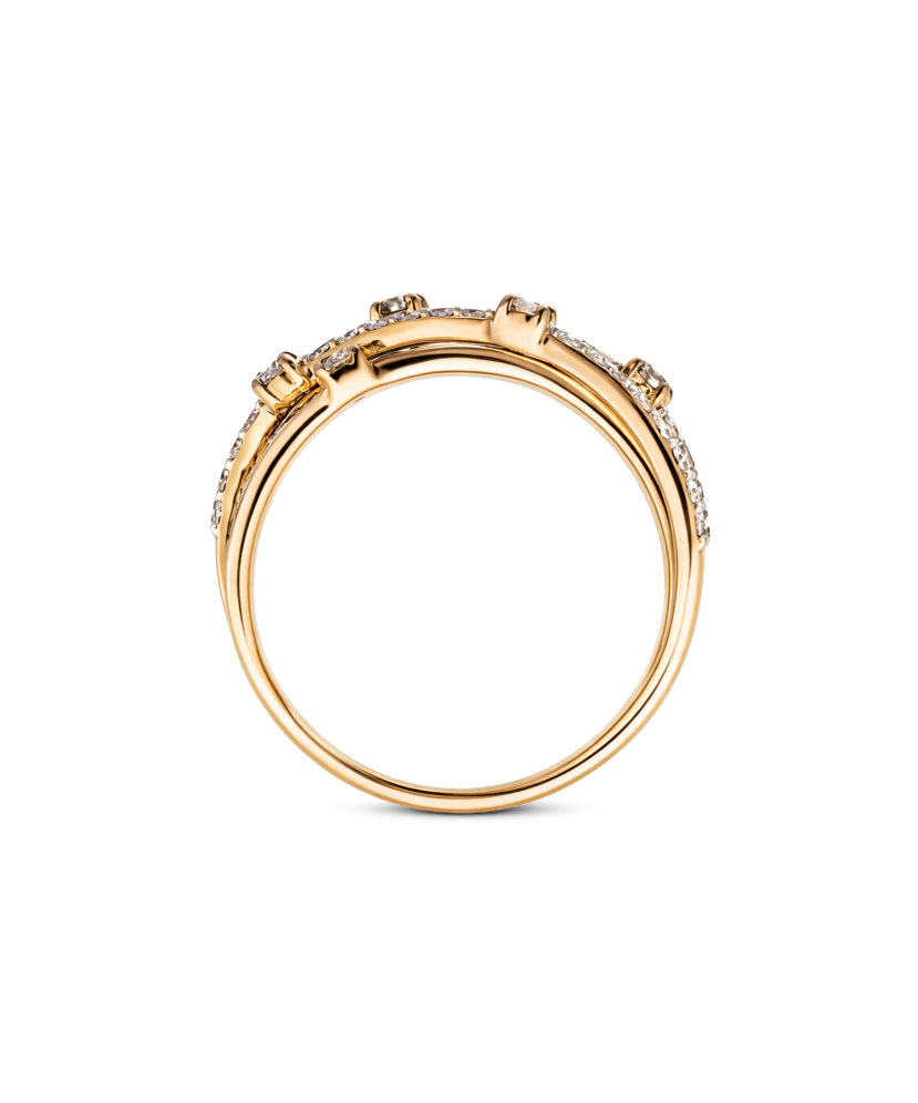 Yellow gold ring with cognac diamonds