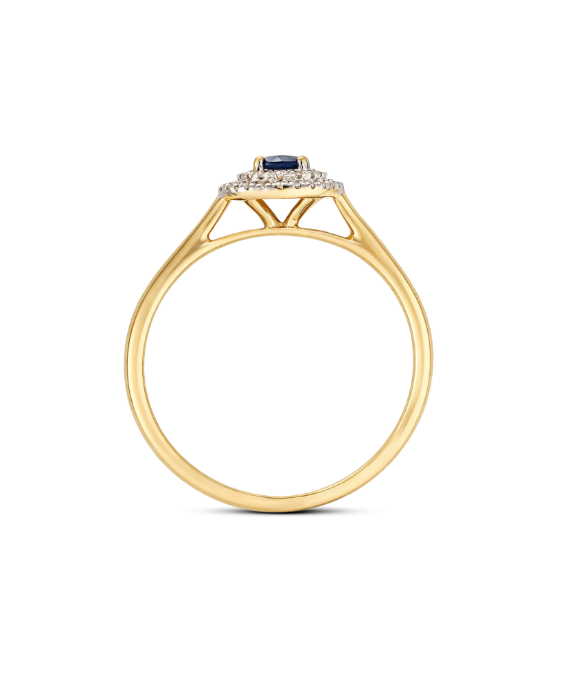 Yellow gold ring with sapphires and diamonds