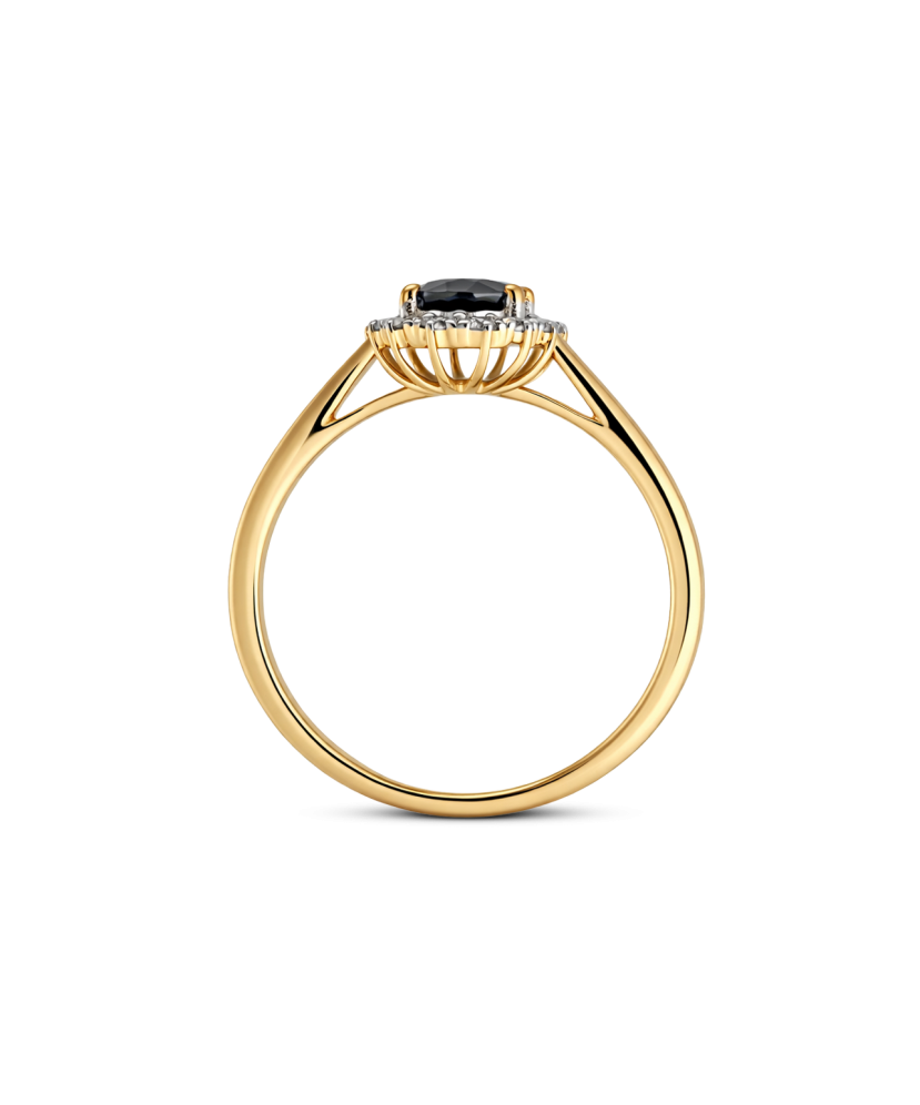 Yellow gold ring with sapphires and diamonds