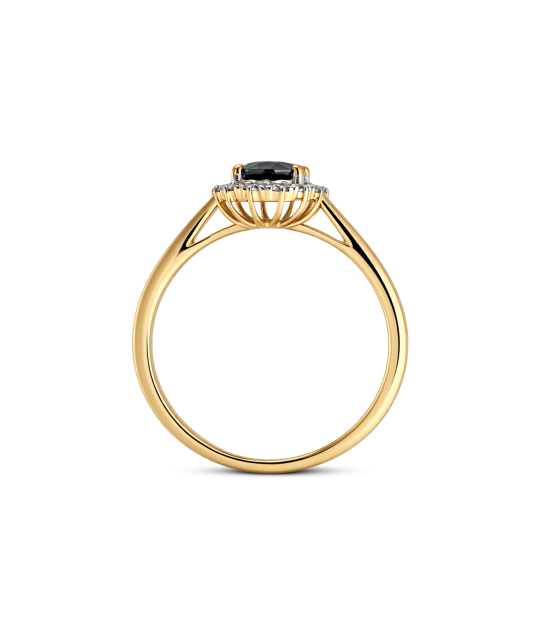 Yellow gold ring with sapphires and diamonds