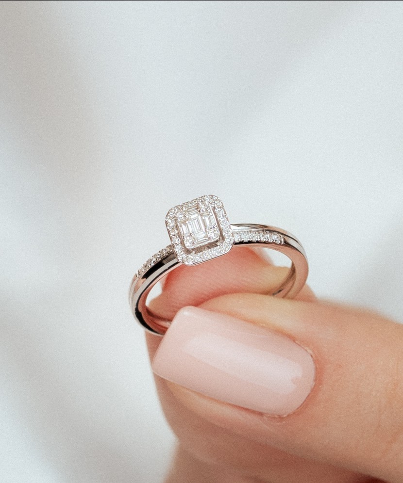 White gold ring with diamonds