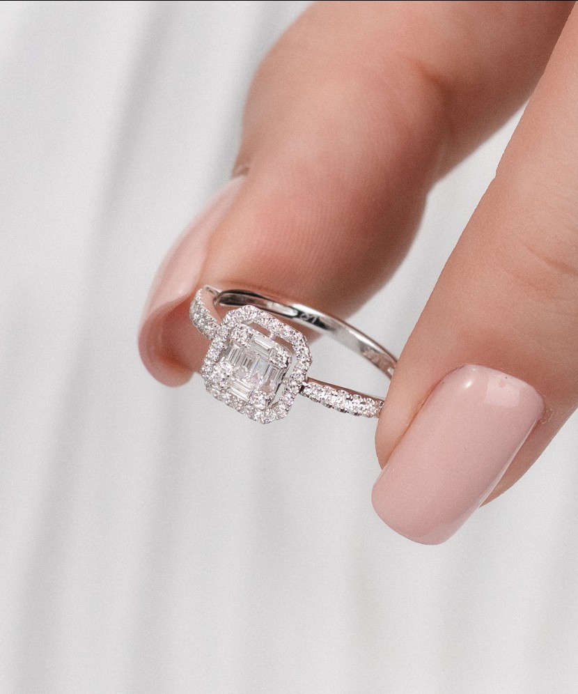 White gold ring with diamonds