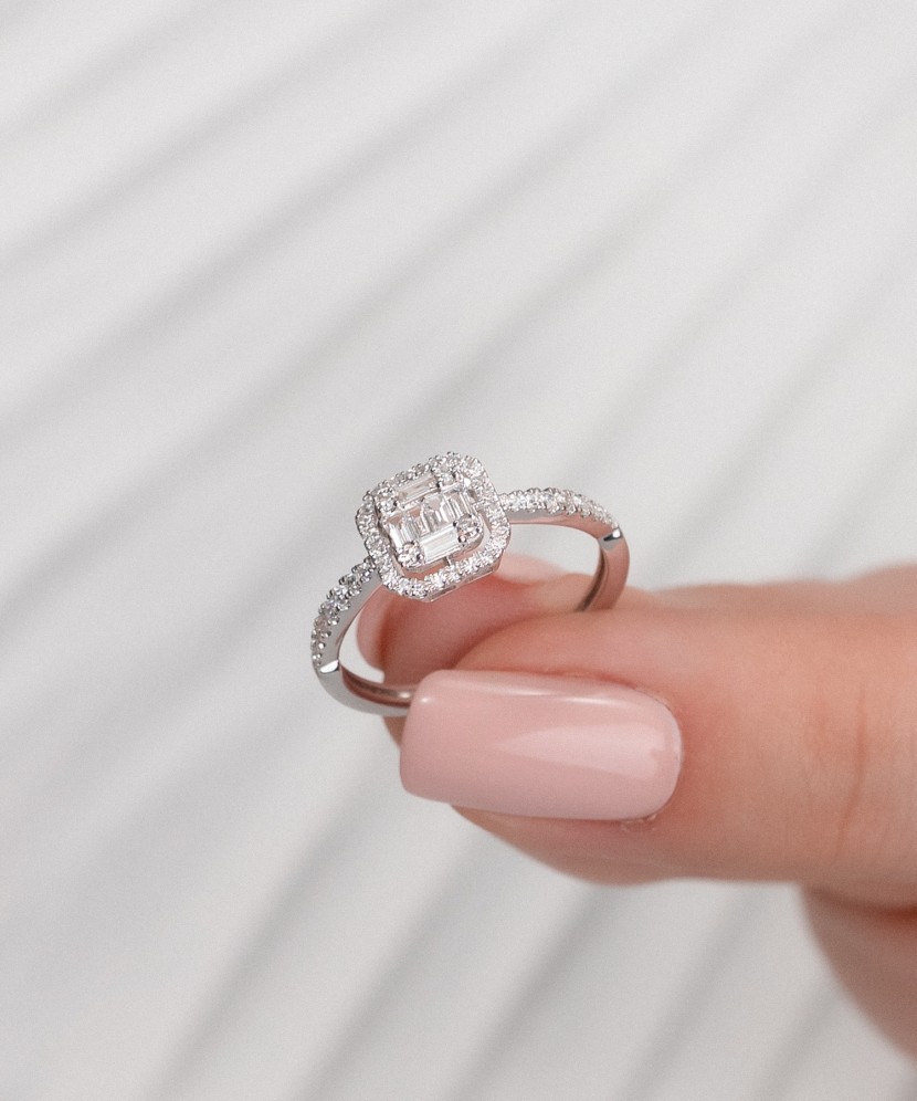 White gold ring with diamonds