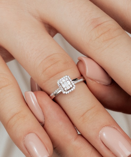 White gold ring with diamonds