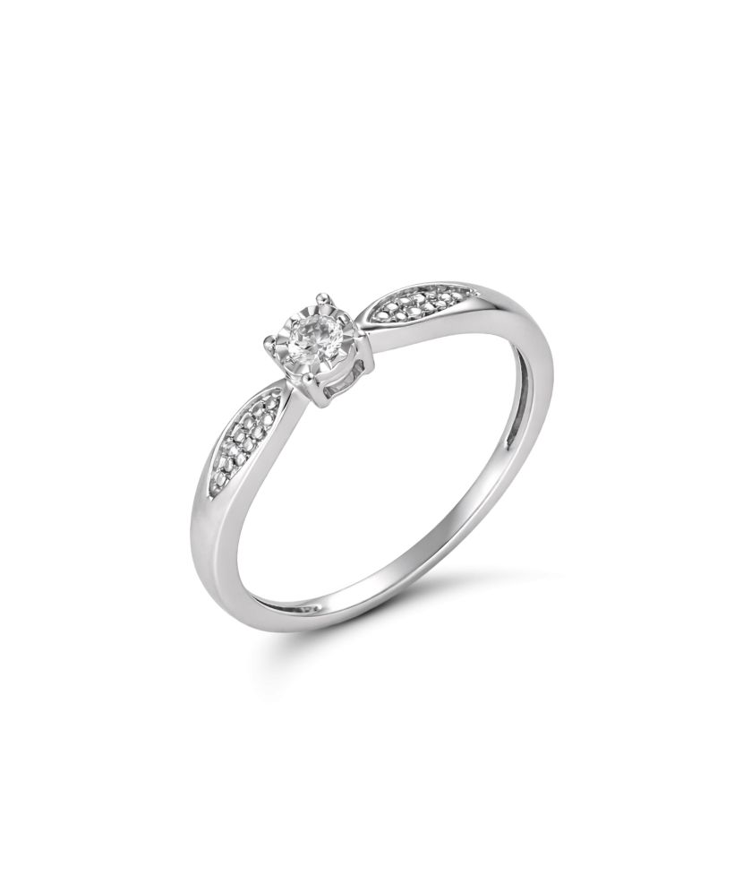 Кольцо из белого золота с бриллиантами 0,08ct