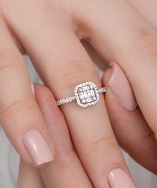 White gold ring with diamonds