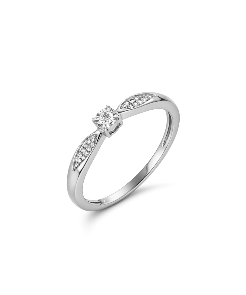 White gold ring with diamonds 0,04ct