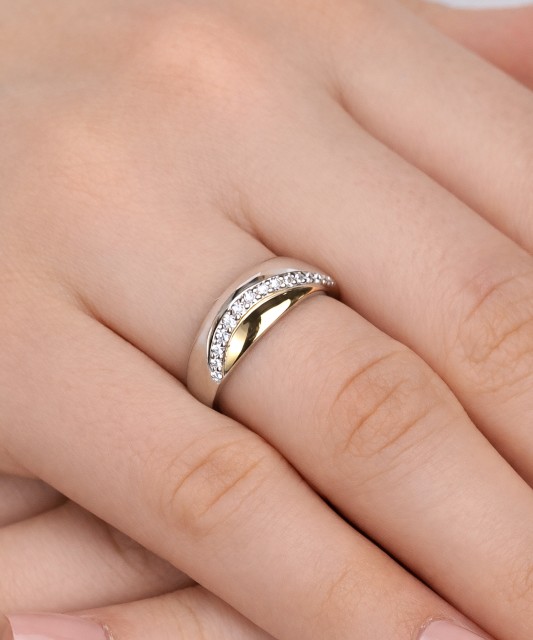 Gilded Sterling silver ring with zircons