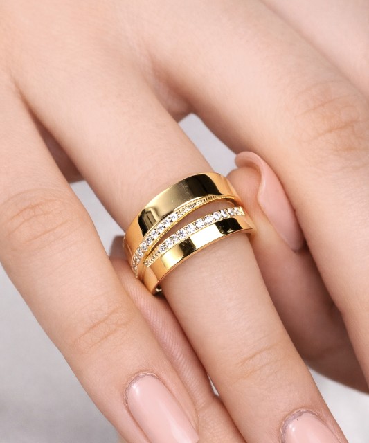 Gilded Sterling silver ring with zircons