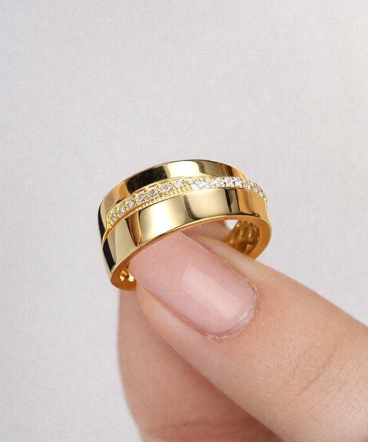 Gilded Sterling silver ring with zircons