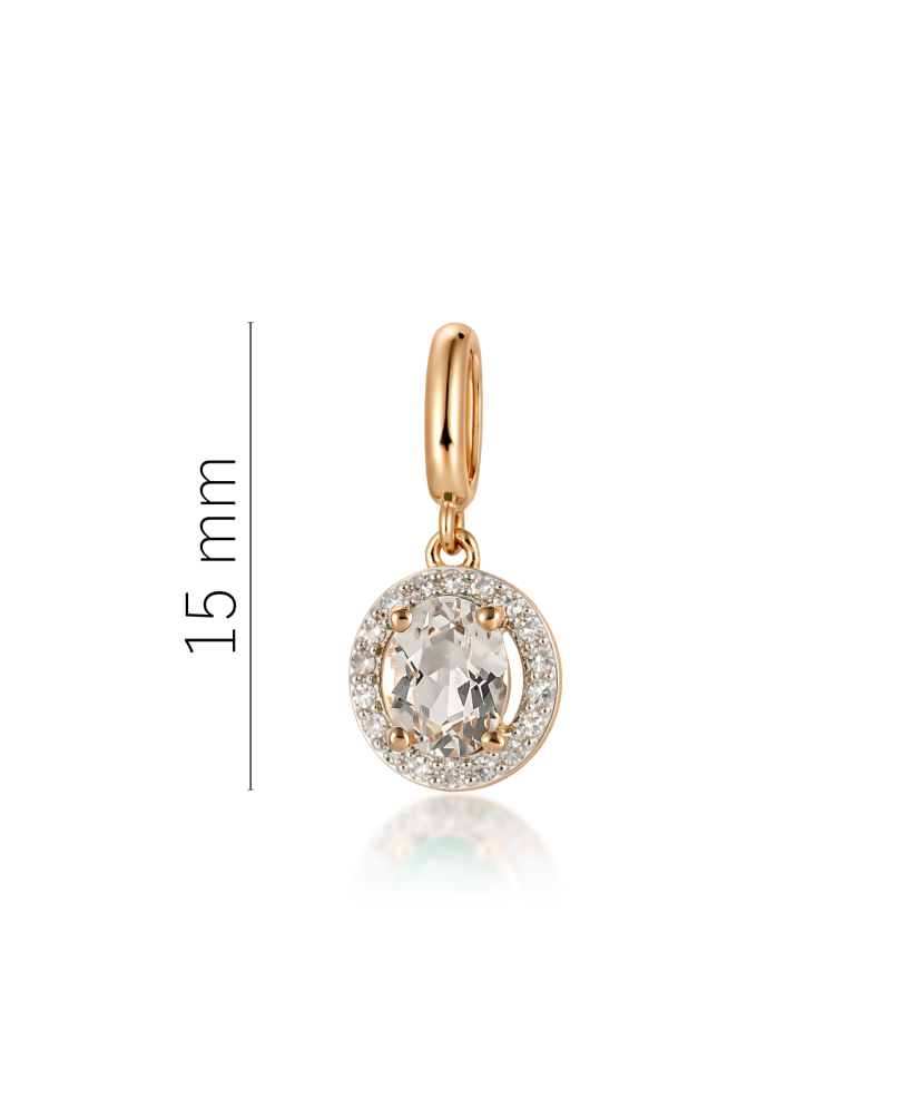 Gold pendant with white topaz and diamonds