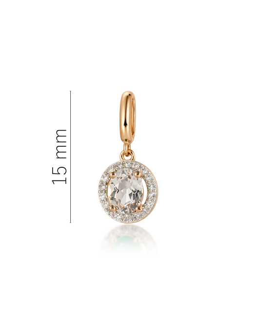 Gold pendant with white topaz and diamonds