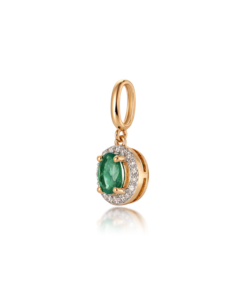 Gold pendant with emerald and diamonds